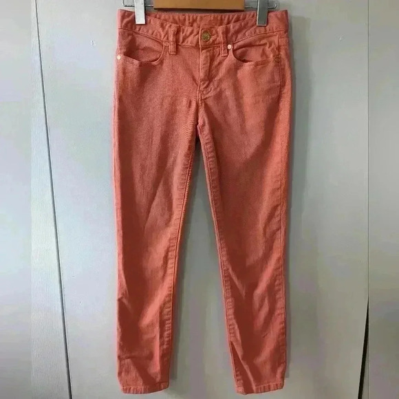 TORY BURCH Alexa Cropped Skinny Coral orange size 24 Stretch - Picture 4 of 15